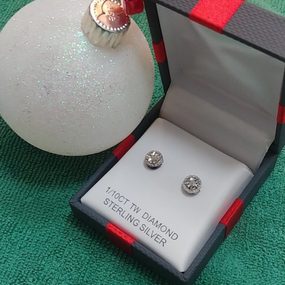 Sterling Silver diamond earrings